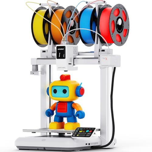 Anycubic Kobra X 3D Drucker Mehrfarbig, Weicher und Harter Multifilamentdruck, Verbesserte Auto Leveling, 4-Farbdruck bis zu 19 Farbdruck für Anfänger, Druckgröße 260 x 260 x 260 mm