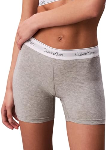 Calvin Klein Damen Hipster Boyshort Boxer Brief mit Logobund, Grau (Grey Heather), L