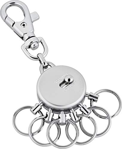 Jadani Schlüsselanhänger aus Metall - mit Karabinerhaken - 6 ausklinkbare Ringe