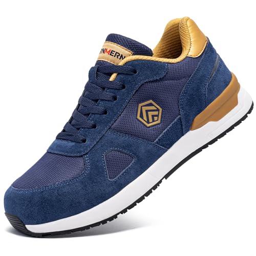 LARNMERN PRO Arbeitsschuhe Herren Sicherheitsschuhe Herren Arbeitsschuhe mit Stahlkappe Leicht SRC rutschfest Sportlich Schutzschuhe Saphirblau Größe 43 EU