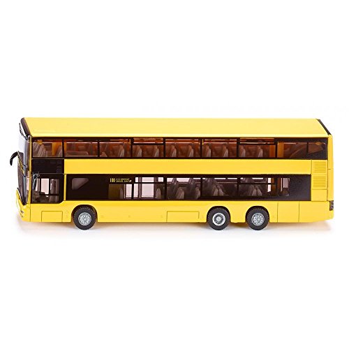 Siku 1884, MAN Doppelstock Linienbus, 1:87, Metall/Kunststoff, Gelb, Bereifung aus Gummi