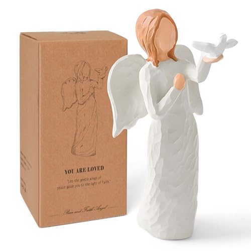 thovorrnl Engel Figur, Trauergeschenk Schutzengel Figur, Statue mit Taube Beileidsgeschenk, Religiöser Engel Geschenke für Frieden Freiheit