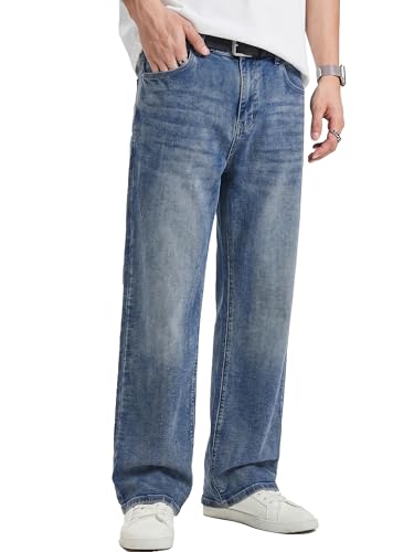 JMIERR Jeans Herren Baggy Baumwolle Vintage Stretch, Blau L