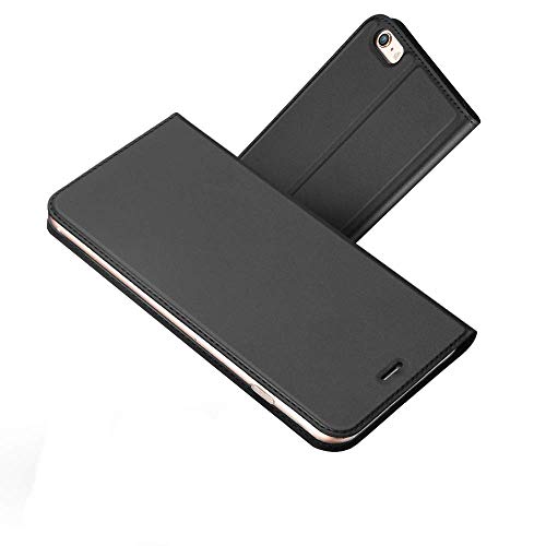 Radoo iPhone 6S Hülle,iPhone 6 Hülle, Premium PU Leder Handyhülle Brieftasche-Stil Magnetisch Klapphülle Etui Brieftasche Hülle Schutzhülle Tasche für Apple iPhone 6/6S 4.7 Zoll (Schwarz Grau)