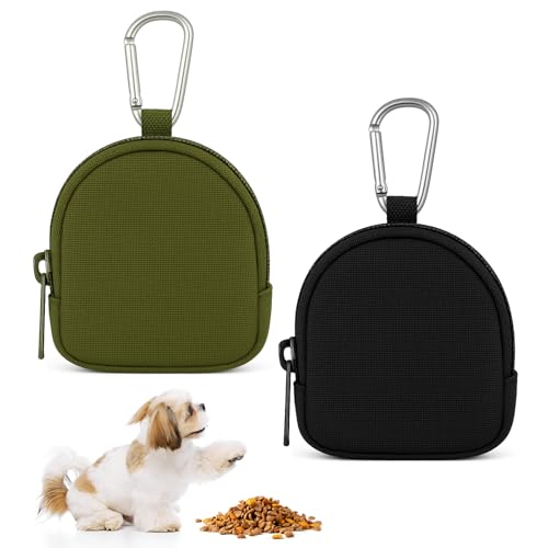 BOHUIZ 2 Stücke Leckerlibeutel für Hunde, Hundeleckerli Tasche Futterbeutel Hundetraining mit Reißverschluss und Karabiner Leckerlitasche Hunde Beutel Tragbare Mini Tasche für Hundetraining