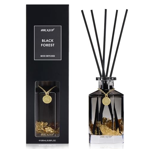 Airkeep Raumduft mit Duftstäbchen 180ml – Black Forest – Langanhaltender Reed Diffuser mit 8 Stäbchen, Dekorativer Raumduft für Bad, Schlafzimmer & Wohnzimmer