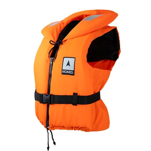 NOARD Rettungsweste für Kinder & Erwachsene geeignet – Seaside in verschiedenen Größen – EN ISO 12402-4 (100 N) (Orange, 90-120 kg)