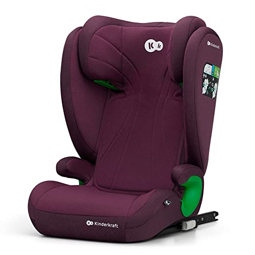 kk Kinderkraft JUNIOR FIX2 I-SIZE Kindersitz 15-36kg, mit Isofix, Gruppe 2/3, 100-150 cm, Einstellbare Rückenlehne, Kopfstütze, spezielle Sicherheitssysteme, Leicht zu tragen, Burgund, 6.3 kg