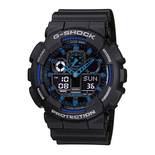 Casio G-Shock Herren Harz Uhrenarmband GA-100-1A2ER, Blau-Schwarz