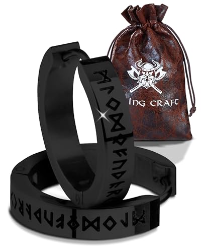 VIKING CRAFT Wikinger Edelstahl Ohrringe für Männer mit Runen - Keltischer Schmuck, Geschenke