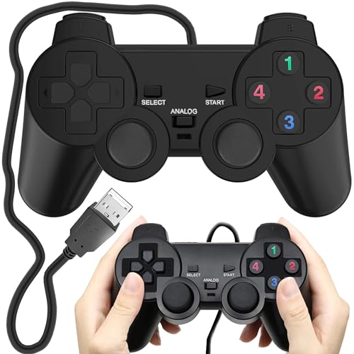 Retoo Controller PC PS3, Joystick, Spiele, Kabel, Dual-Vibration Turbo Fronttasten TV Gamepad Direct-Input Plug Play Konsolenartigem Layout, Tasten D-Pad, Komfortable Griffflächen Kabelgebundenes USB