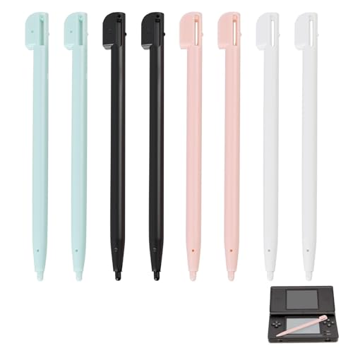8 Stück Eingabestifte für Nintendo 3DS XL, 3DS Stift, NDS, DS Lite, DSL, NDSL, Touchscreen Stift, 4 Farben (Schwarz, Weiß, Rosa, Blau), Präzises und Langlebiges Spielzubehör
