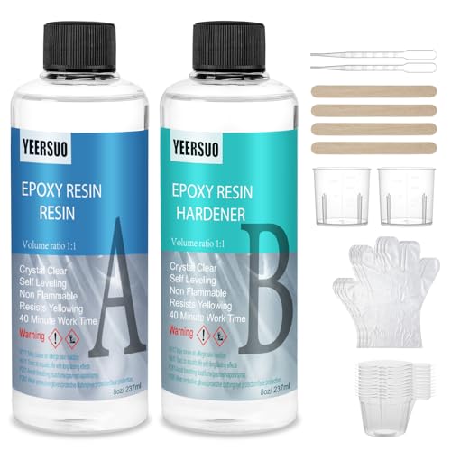YEERSUO Epoxidharz, Epoxidharz Set 474ml, Epoxidharz mit Härter, Transparent, Resin Gießharz für DIY-Kunst, für Holz, Schmuck, künstlerische Kreationen