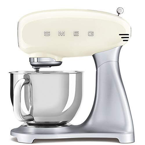Smeg, SMF02CREU Küchenmaschine, 10 Geschwindigkeitsstufen, Planetenrührwerk, Sicherheitsabschaltung, 2 Rührbesen, Kugelgriff aus Edelstahl, 800 W, Creme