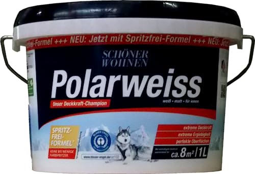 Schöner Wohnen Wandfarbe extreme Deckkraft Polarweiss matt, für Innen 1 L