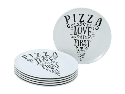 CreaTable, 21569, Serie Pizzateller Set IN LOVE, 6-teiliges Geschirrset, Pizzateller Set aus Porzellan, spülmaschinen- und mikrowellengeeignet, Made in Europe