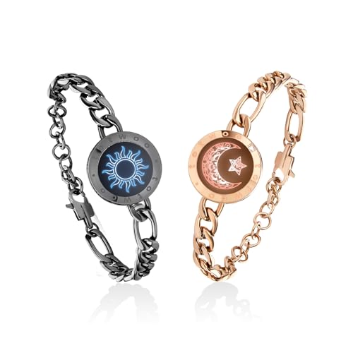 TOTWOO Intelligente Partnerarmbänder für Fernbeziehungen mit App-gesteuerter 1:1-Bluetooth-Kopplung – Romantisches Geschenk mit Leuchten und Vibration bei Berührung, gefertigt aus 316 Edelstahl