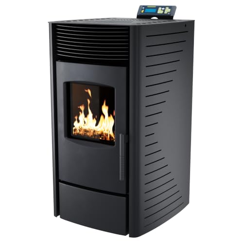 NEMAXX® P9 Pelletofen 11 kW A+ bis 220 m³ – Auto-Reinigungszyklus, ECO-Modus, Wochenprogramm & mechanische Reinigungsunterstützung – Schwarz