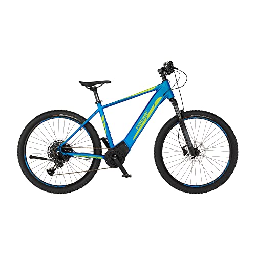 Fischer E-Bike MTB MONTIS 6.0i, Elektrofahrrad für Damen und Herren, RH 51 cm, Mittelmotor 90 Nm, 36 V Akku im Rahmen, blau matt, 29 Zoll