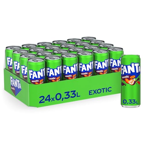 Fanta Exotic - mit intensivem Geschmack einer Mischung tropischer Früchte - spritzig-erfrischendes Softgetränk in Einweg Dosen (24 x 330 ml)