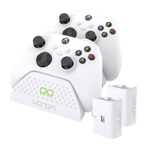 Venom Twin-Ladestation mit 2 x wiederaufladbaren Akkupacks – Weiß (Xbox Series X & S/Xbox One)