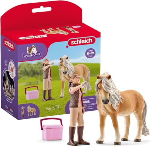 SCHLEICH Horse Club | Pferdepflegerin mit Island Pony Stute 41431 | Set aus Pony, Pflegerin & Zubehör | tolles Geschenk für Mädchen und Jungen | Spielzeug ab 5 Jahren | 5 Teile | exklusiv bei Amazon