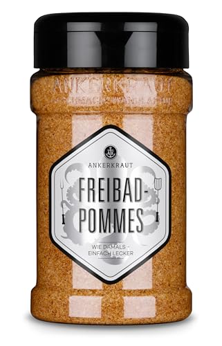 Ankerkraut Freibad Pommes, Mischung würzender Zutaten für Pommes Frites wie vom Freibad-Kiosk, Gewürzsalz, Pommesgenuss zu Hause, 320 g im Streuer
