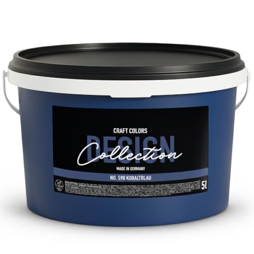 Craft Colors® 5L hochwertige Wandfarbe edelmatt, Kreidefarbe made in Germany, DESIGN Collection No. 590 Kobaltblau
