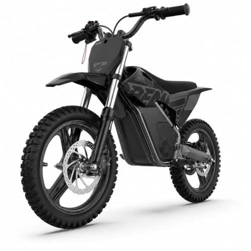 RFN Warrior Kids E500 Black Kinder Elektro Dirt Bike 36V, 500W Elektro Motorrad für Kinder,3 Geschwindigkeitsstufen, 14 Zoll Offroad Bike für 4-8 Jahre