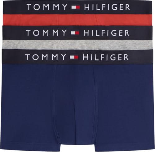 Tommy Hilfiger Men 3P Trunk Grey (Drk Ash/PRP NVY/Tr Rd) M