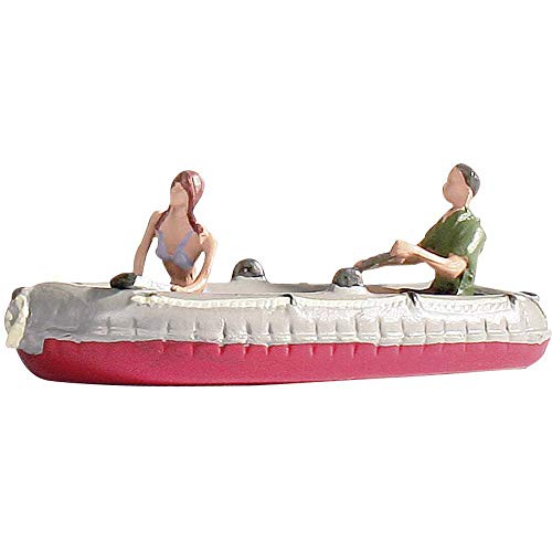 NOCH Schlauchboot „Rot-Weiß“, mit Zwei Personen, perfekt für Spur N und handkoloriert für Modellbau-Enthusiasten