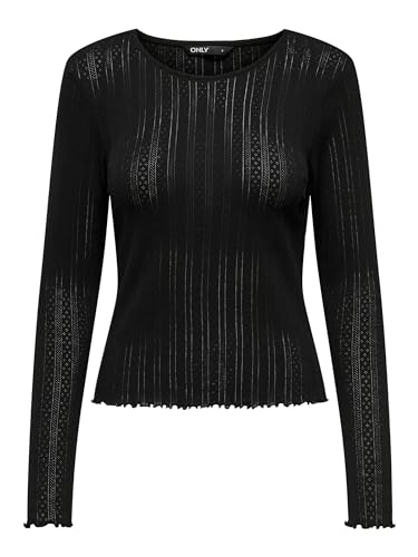 ONLY Damen Einfarbiges Langarm Shirt Basic Rundhals Rollkanten Top Longsleeve Oberteil ONLCARLOTTA