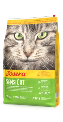JOSERA SensiCat (10kg) | Katzenfutter trocken für empfindliche Katzen | Adult | Geflügel & Reis | Premium Trockenfutter - weizenfrei & extra verträglich | Gegen Harnsteine & Haarballenbildung
