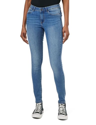 VERO MODA Damen Vmtanya Mr Piping Vi349 Noos Skinny Jeans, Medium Blue Denim, L 30L EU