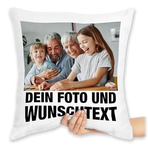 Kissen 40x40 Zierkissen - Mit Foto I Eigenem Bild I Text I Name I Wunschtext - 40 x 40 cm - Weiß - fotokissen selbst gestalten photokissen personalisiertes Photo kissen40x40cm BFF partnerpillow