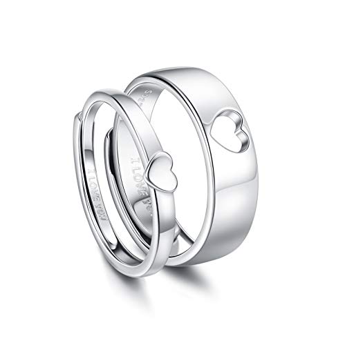 CASSIECA Männer Frauen 925 Sterling Silber Ringe Carven I Love You Paar/Liebhaber Ewigkeit Verlobungs Hochzeit Versprechen Verstellbare Ring Jubiläum Ehering Ringe Schmuck Geschenk