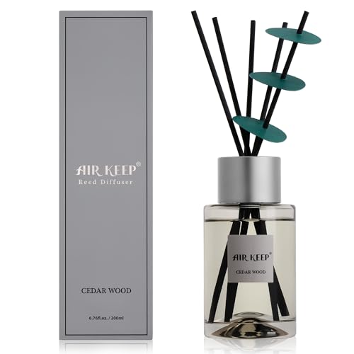 Airkeep Raumduft 200ml mit Duftstäbchen – Cedar Wood Langanhaltender Duft, Stilvolle Deko für Schlafzimmer, Bad und Büro