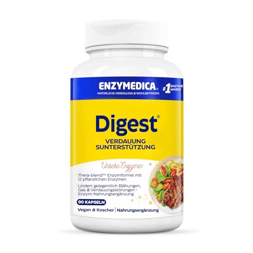 Enzymedica - Digest, schnell wirkende Enzym-Formel, reduziert Gase und Blähungen, verbessert die Nährstoffaufnahme und Energie, glutenfrei, milchfrei, vegetarisch, 90 Kapseln