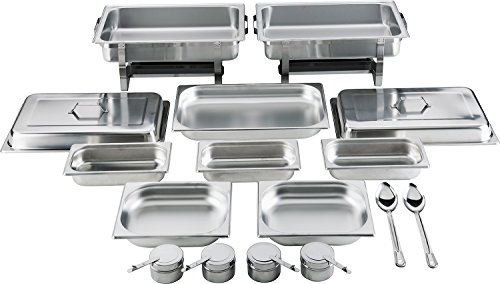Batania 2 Chafing Dishes/Speisewärmer, 14-teilig, Gastronomiequalität, Edelstahl – Robuste Wärmebehälter für Buffet, Catering und Grillabende