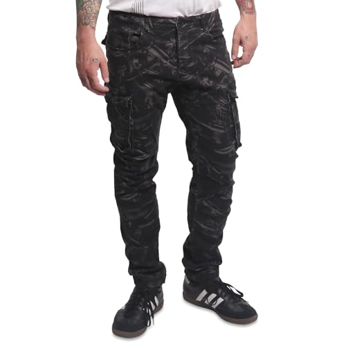 Yakuza Herren Armory Allover Slim Cargohosen, Schwarz, 38W