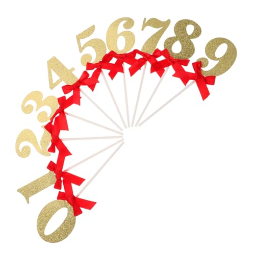 Alipis 10stücke Torten-Zahlen-aufsätze Papierdeko für Geburtstage Party-zubehör mit Schleifen Zahlen-tortendekoration Kuchen-deko-Artikel