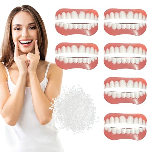 EUPSIIU 6 Paar Falsche Zähne Veneers, Gefälschte Zähne, Falsche Zähne Veneers, Kosmetische Zahnabdeckung, Kosmetische Veneers Zähne Frauen Männer Provisorische Zahnprothese für Schlechte Zähne