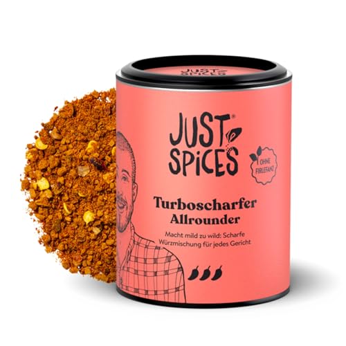 Just Spices Turbo Scharfer Allrounder I Mehr Wumms für jedes Gericht mit dreifach Chili I Gewürzdose, 61 g