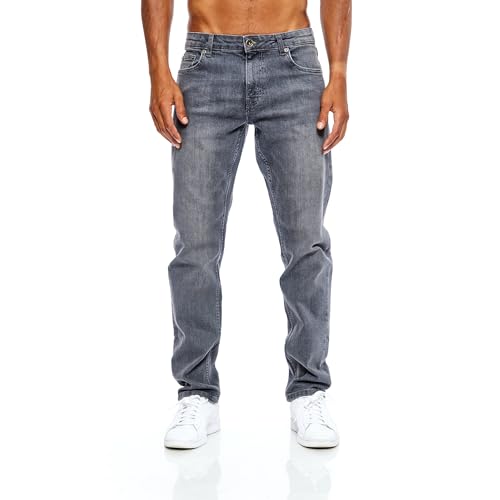 JEEL Herren-Jeans - Regular-Fit Straight-Cut - Stretch - Jeans-Hose Basic Washed 04-Grau 33W / 32L