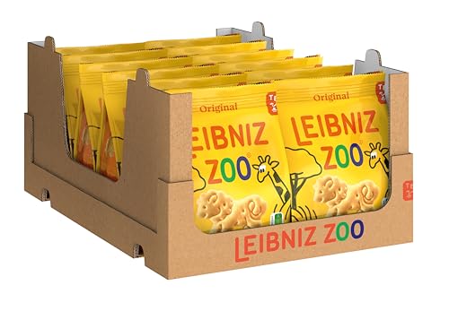 LEIBNIZ ZOO Original, 12er Pack, Butterkekse mit Motiven aus der Tierwelt, knusprige kleine Kekse, Großpackung als Vorrat oder zum Verkauf (12 x 125 g)