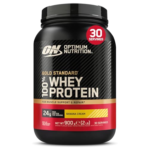Optimum Nutrition Gold Standard 100% Whey, Proteinpulver, Geschmack Bananencreme, 900g, 30 Portionen, Verpackung Kann Variieren