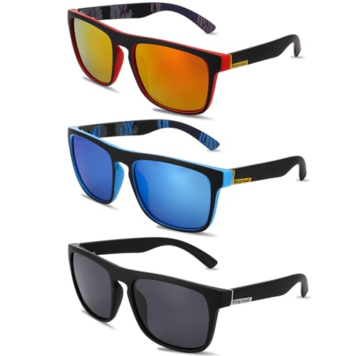 Utensilsto 3 Stück Polarisierte Sonnenbrille für Herren und Damen - Outdoor Sport UV400 Retro Vintage Modell mit Schutz für Autofahren, Radfahren, Angeln