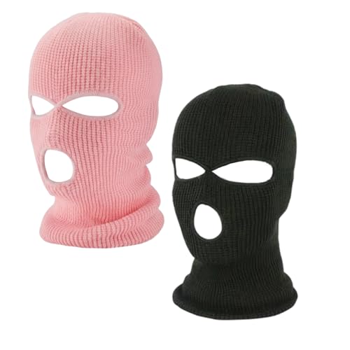ZVBRSKM 2er Pack Sturmmaske, Schwarz und Rosa, Skimaske, Ski Maske, Sturmhaube, Balaclava, Winter Accessoire, Warme Sturmmaske, Bequem Und Atmungsaktiv