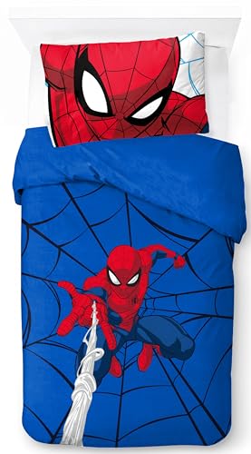 Jay Franco Marvel Spiderman Webtastic 100% Baumwolle Einzelbett-Bettbezug-Set – Enthält Kissenbezug 50 x 70 cm