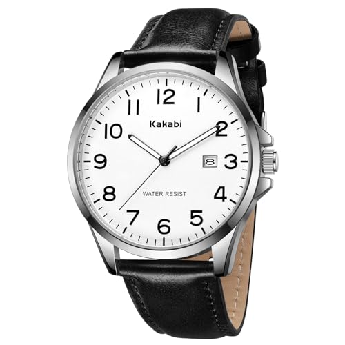 Timever Herren Armbanduhr Quarzuhr Analog mit Lederarmband,3 Zeiger,Datum,3 ATM Wasserdicht,Großen Ziffern,Geschenk für Männer